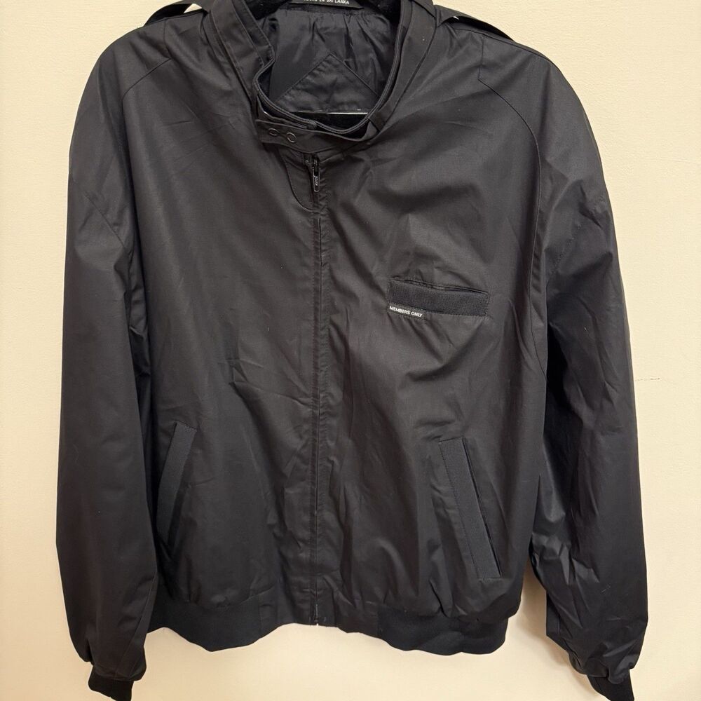 Members Only | Vintage Bomber Jacket | Men’s XL | Black | Band Collar | Biker